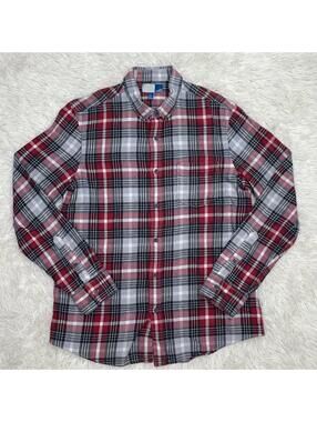 14th & Union Flannel Shirt Mens Size Large Button Front Red Plaid Long Sleeve